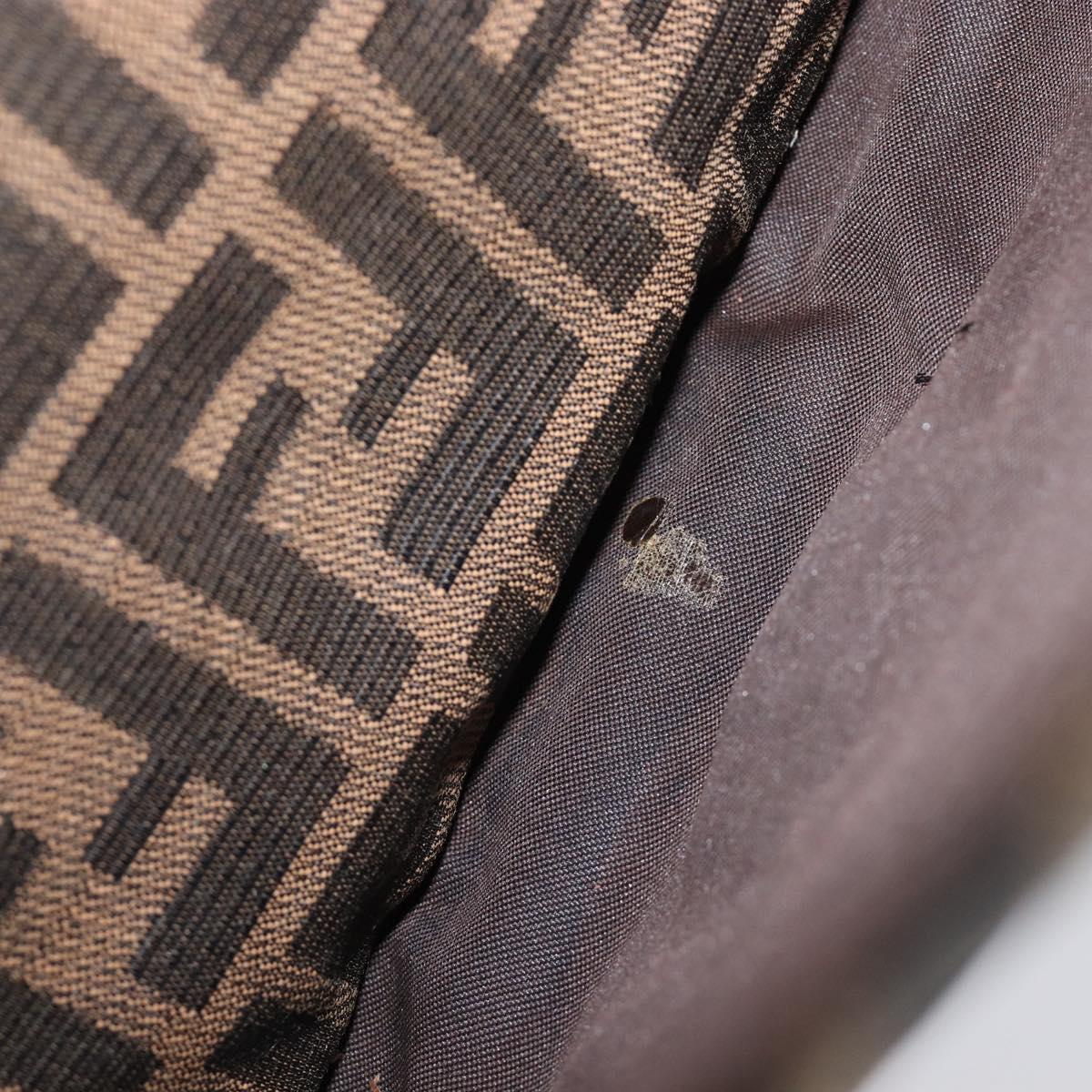 FENDI Zucca Canvas Mamma Baguette Shoulder Bag Brown Black Auth 200697A