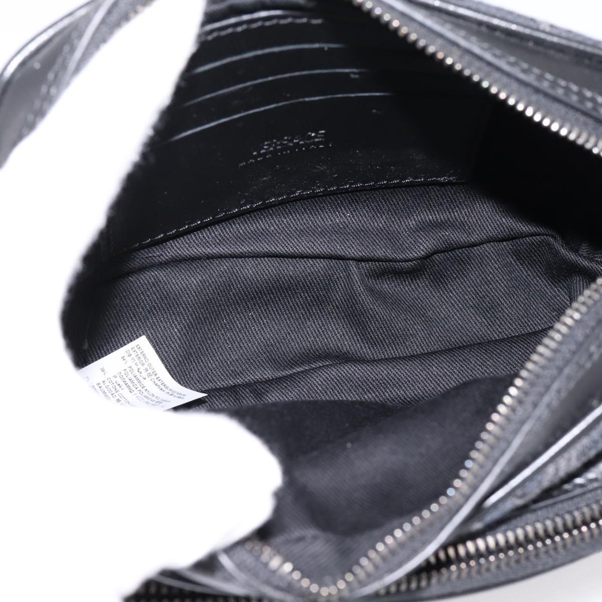 VERSACE Shoulder Bag Canvas Black Silver Auth 200698V