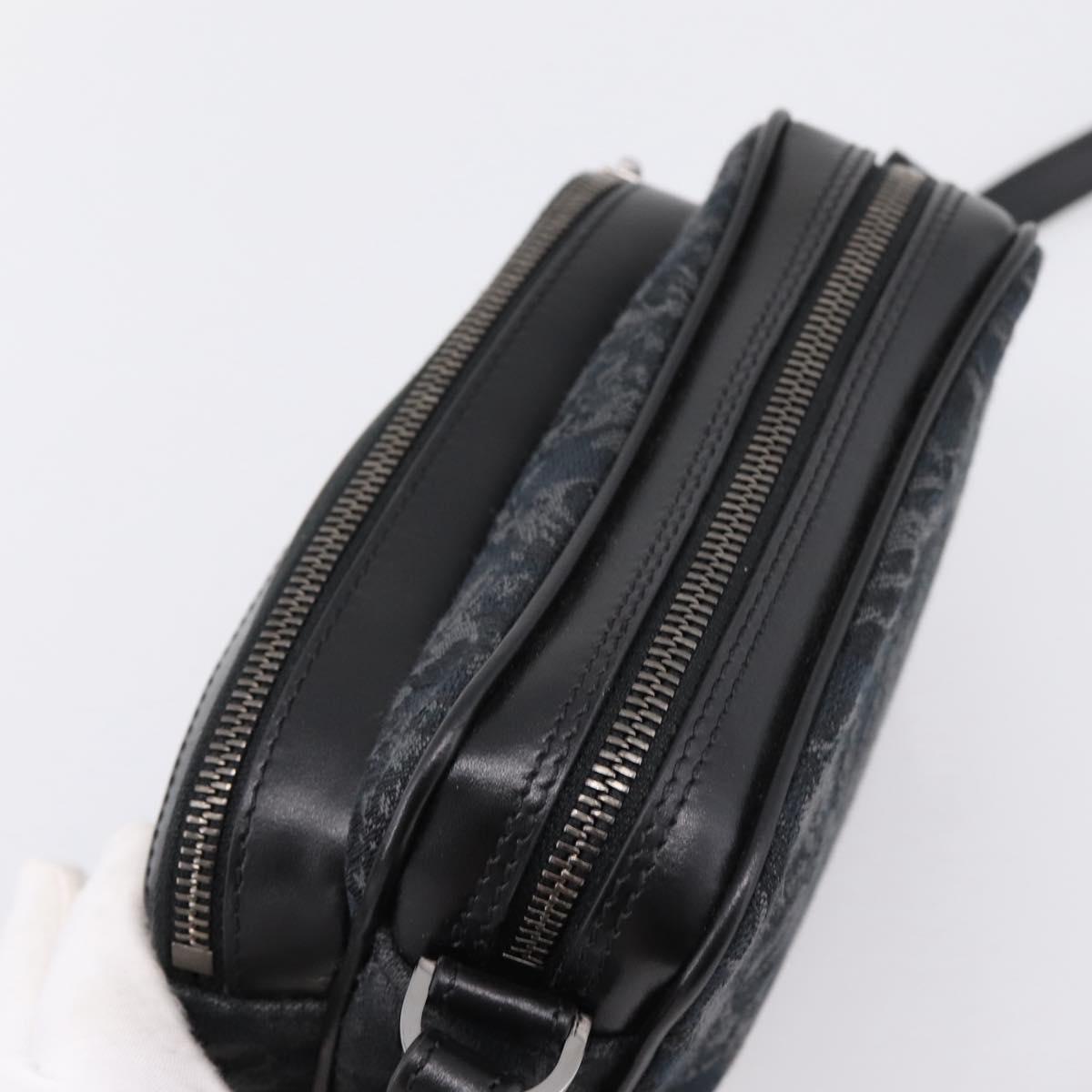 VERSACE Shoulder Bag Canvas Black Silver Auth 200698V