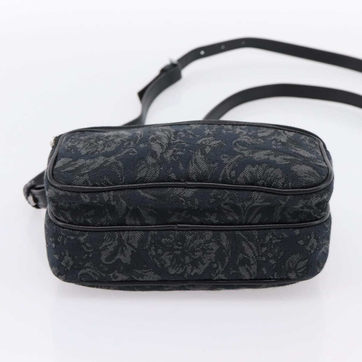 VERSACE Shoulder Bag Canvas Black Silver Auth 200698V