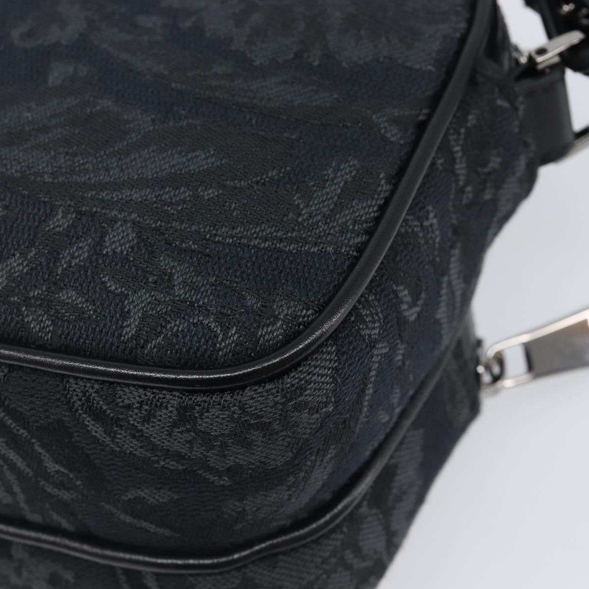 VERSACE Shoulder Bag Canvas Black Silver Auth 200699V