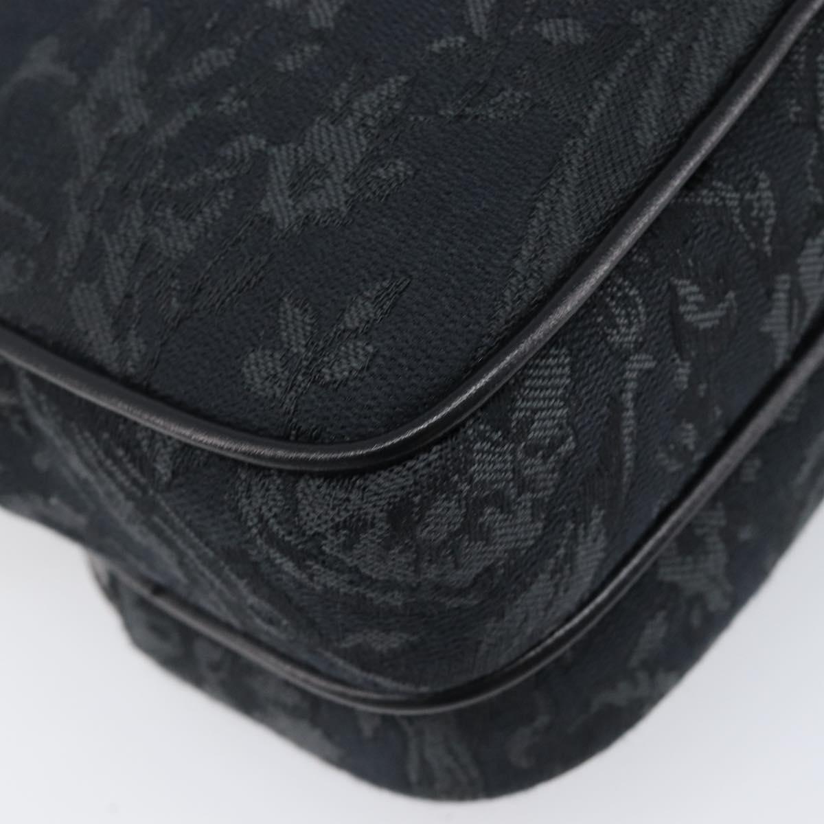 VERSACE Shoulder Bag Canvas Black Silver Auth 200699V