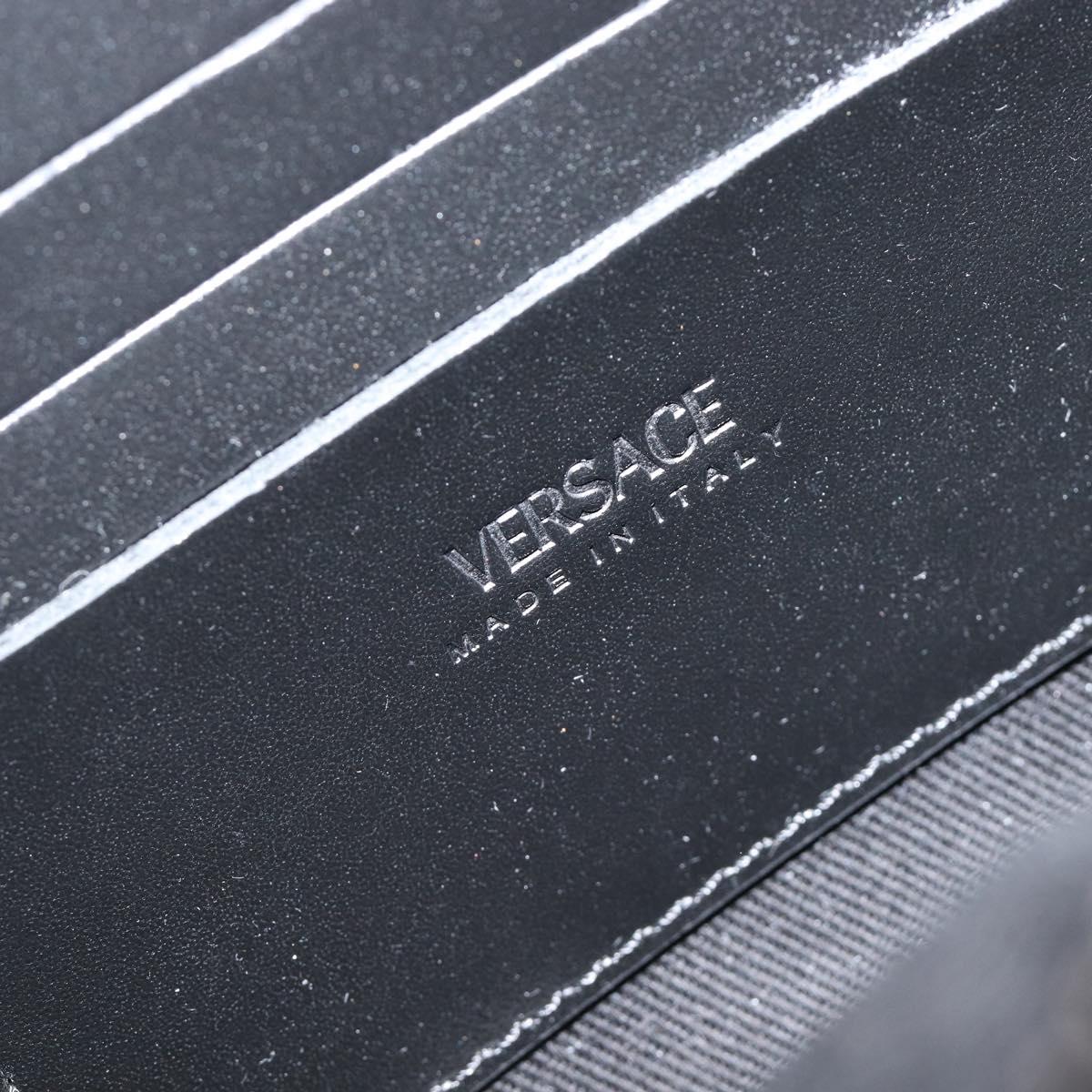 VERSACE Shoulder Bag Canvas Black Silver Auth 200699V