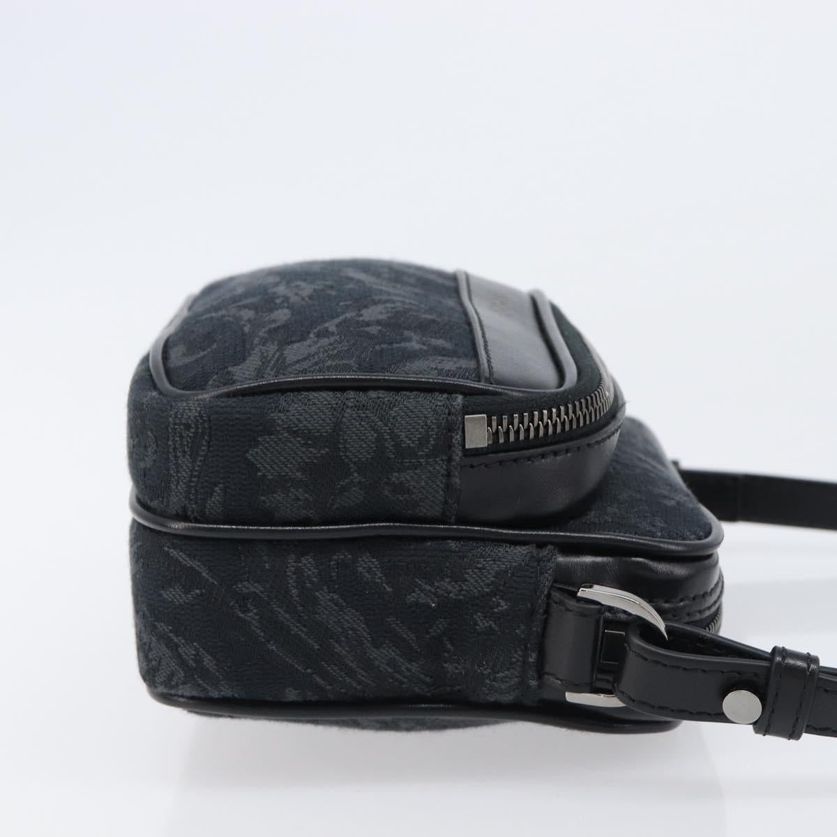 VERSACE Shoulder Bag Canvas Black Silver Auth 200699V