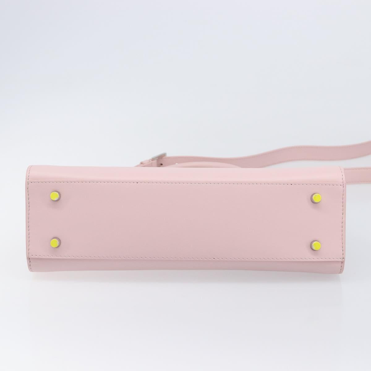VERSACE Hand Bag Leather 2way Pink Silver Auth 200701V