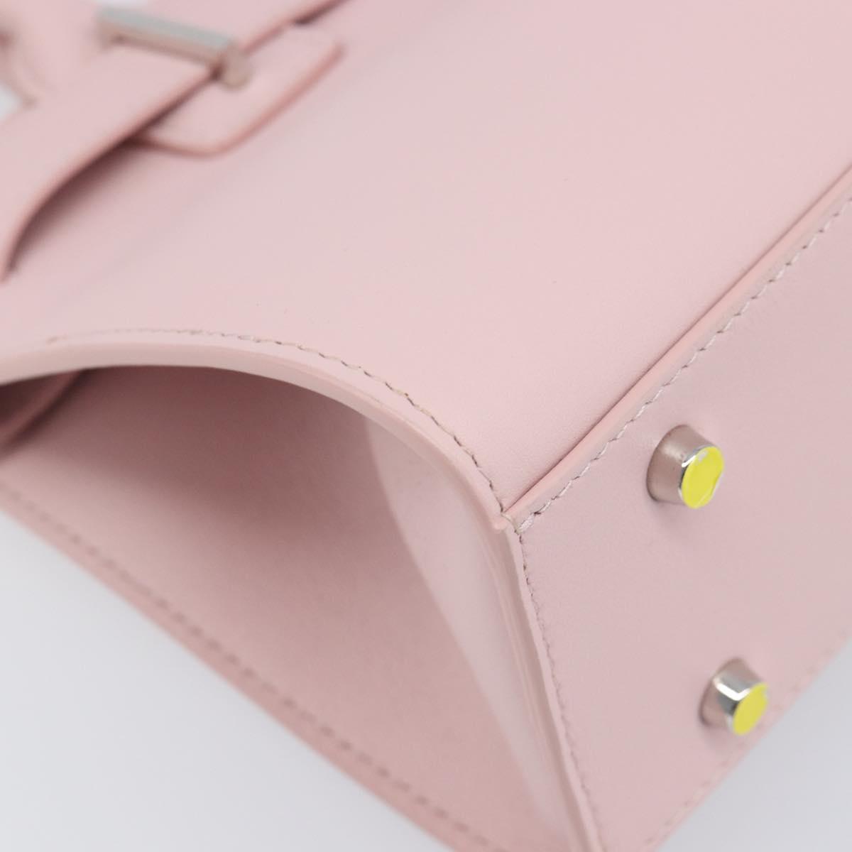 VERSACE Hand Bag Leather 2way Pink Silver Auth 200701V