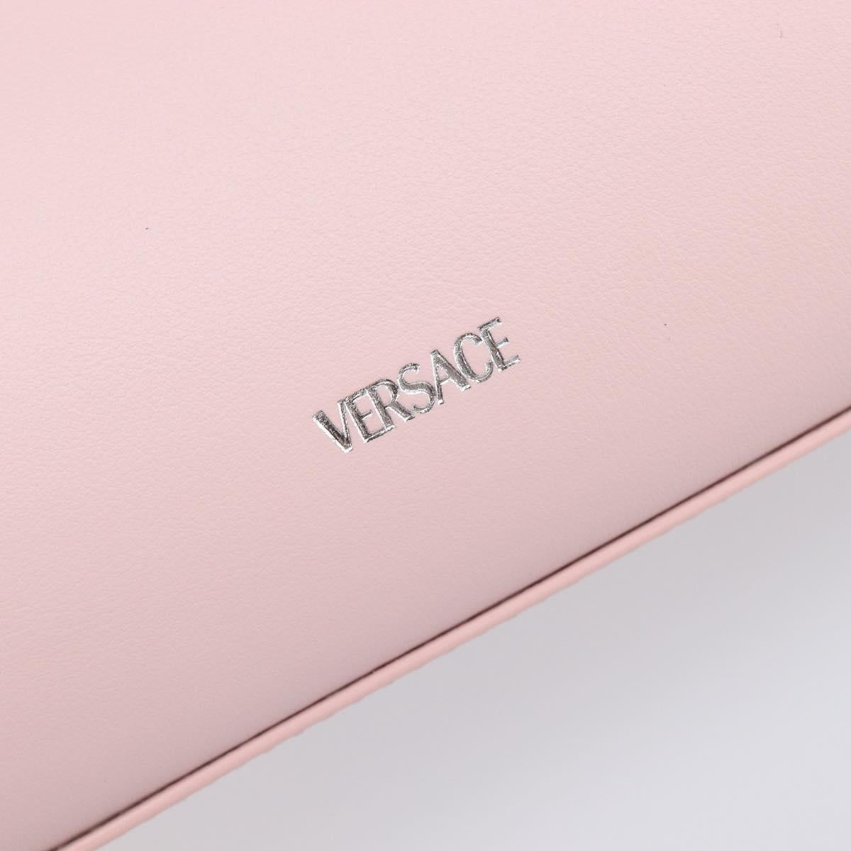 VERSACE Hand Bag Leather 2way Pink Silver Auth 200701V