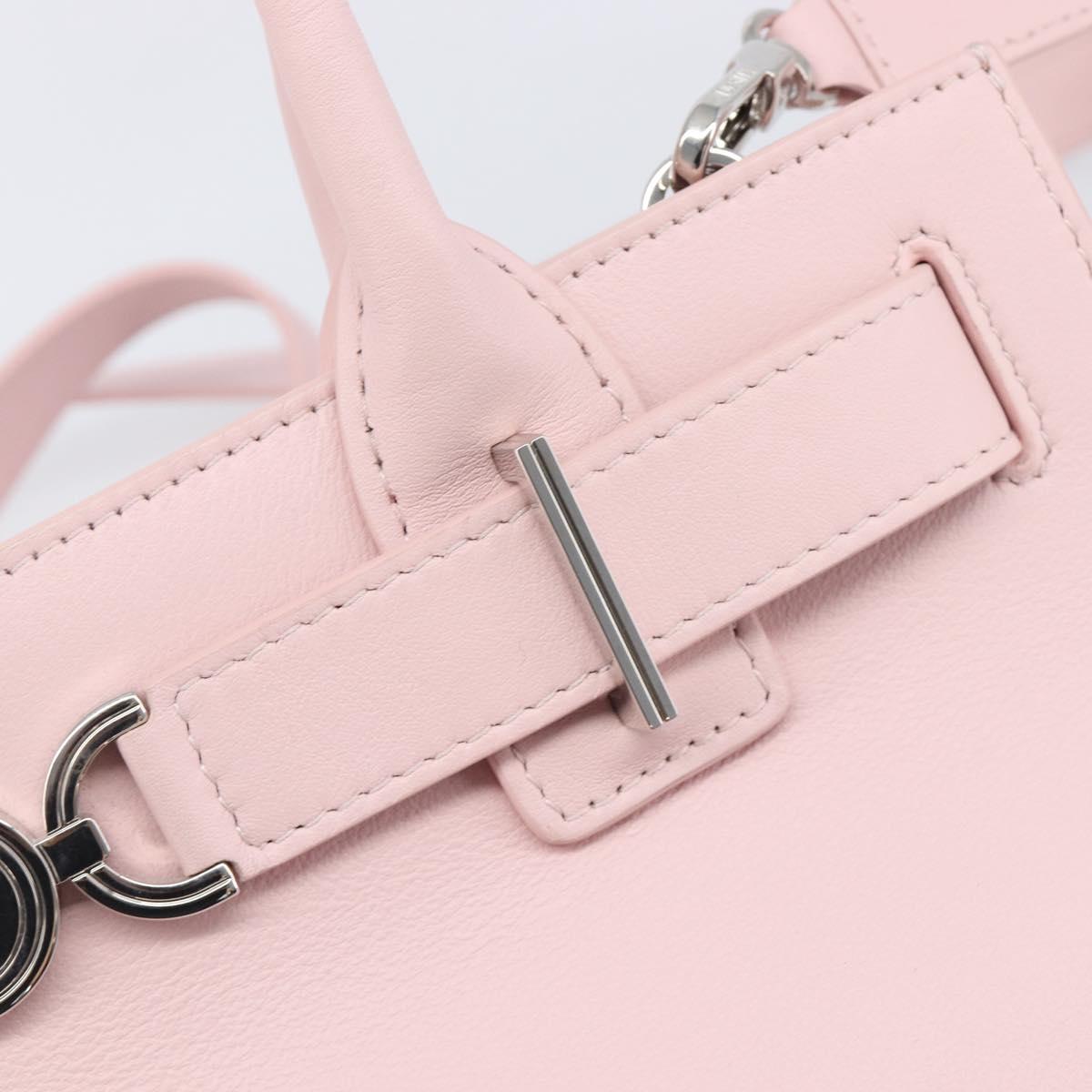 VERSACE Hand Bag Leather 2way Pink Silver Auth 200701V