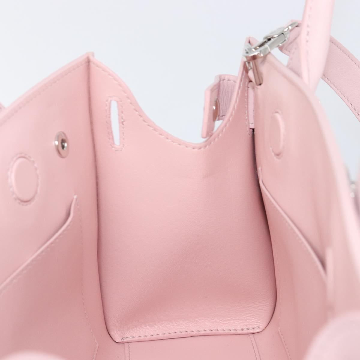 VERSACE Hand Bag Leather 2way Pink Silver Auth 200701V