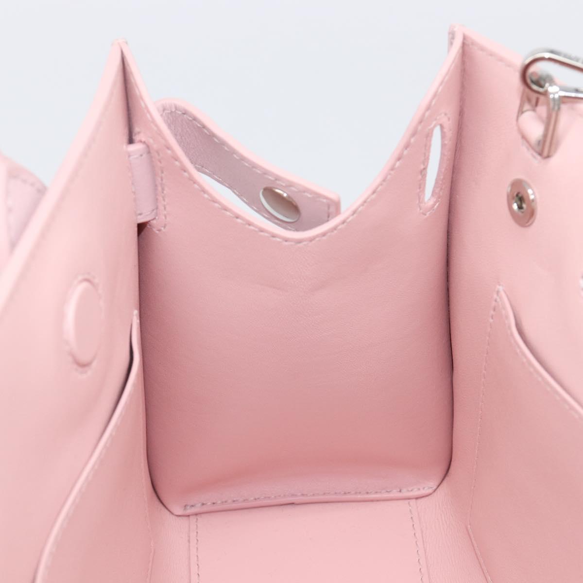 VERSACE Hand Bag Leather 2way Pink Silver Auth 200701V