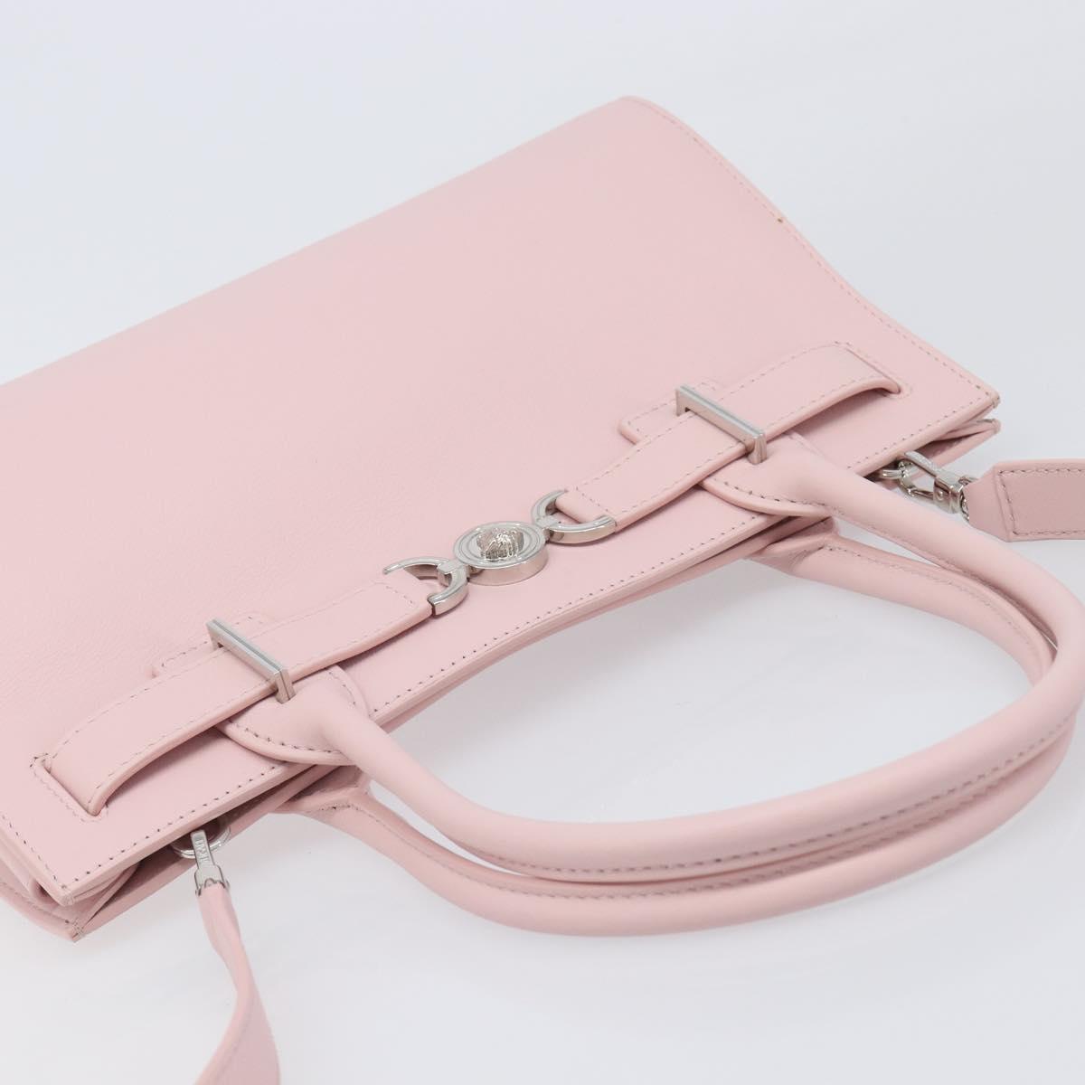 VERSACE Hand Bag Leather 2way Pink Silver Auth 200701V