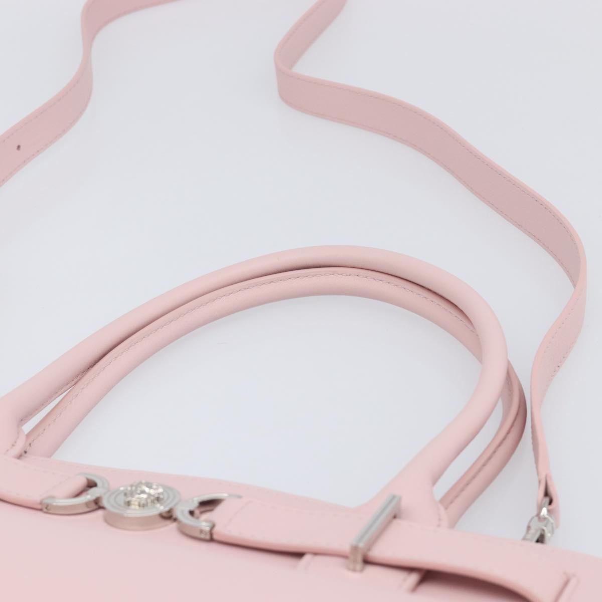 VERSACE Hand Bag Leather 2way Pink Silver Auth 200701V