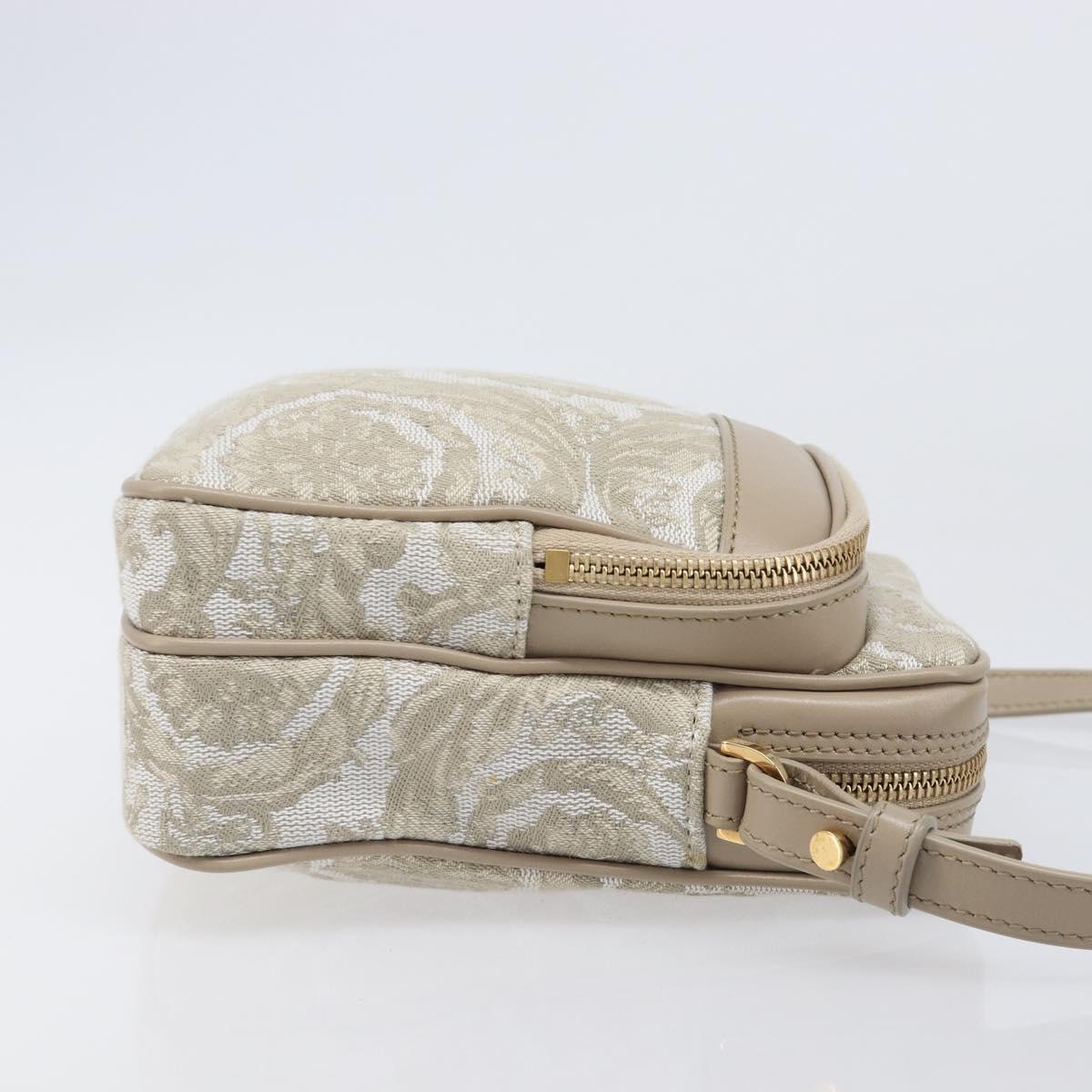 VERSACE Shoulder Bag Canvas Beige Gold Auth 200702V