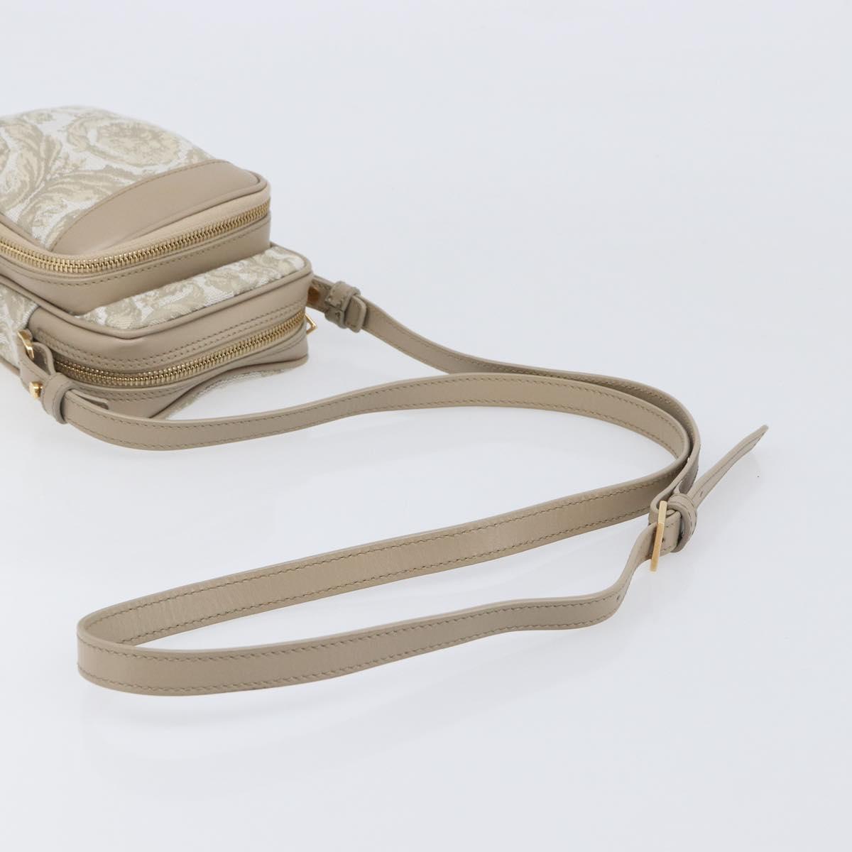 VERSACE Shoulder Bag Canvas Beige Gold Auth 200702V