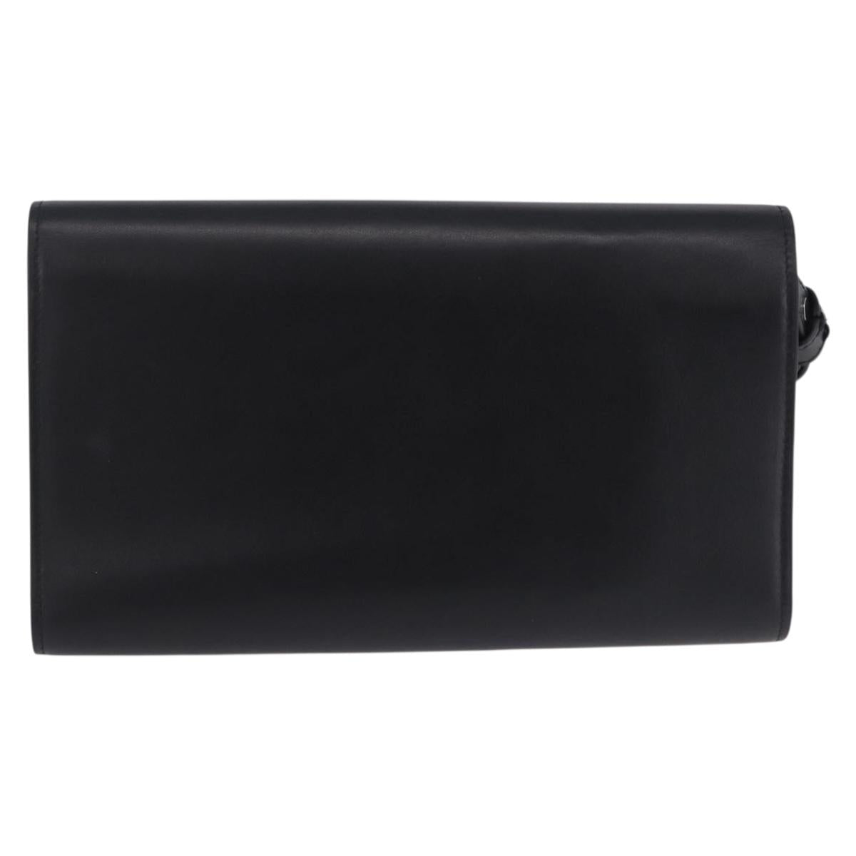 VERSACE Clutch Bag Leather Black Silver Auth 200703V