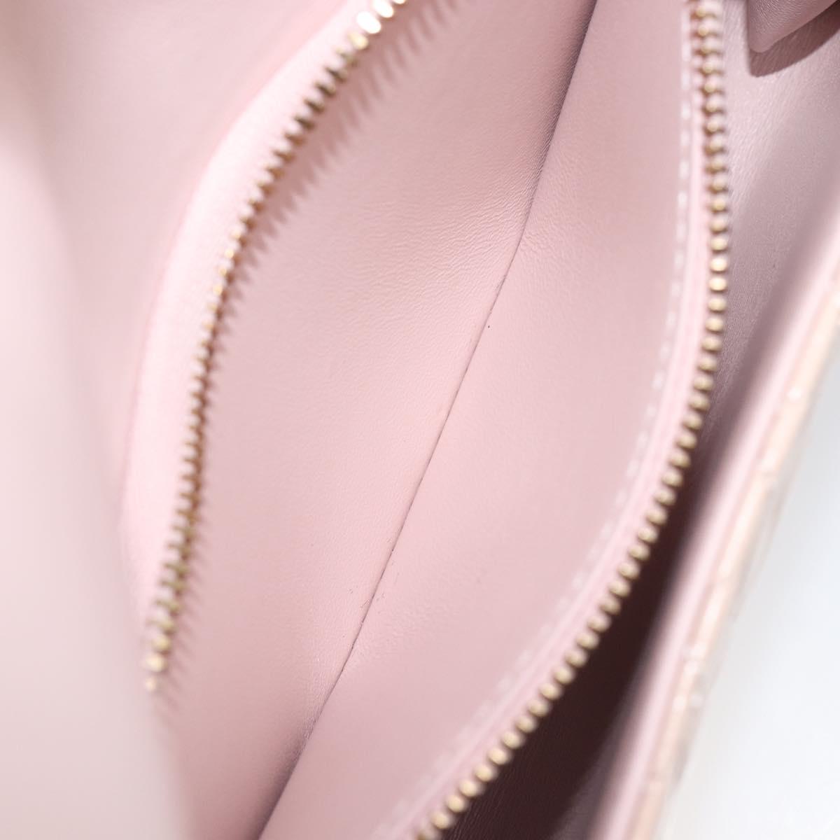 VERSACE Chain Shoulder Wallet Greca Goddess Leather Pink Gold Auth 200704V