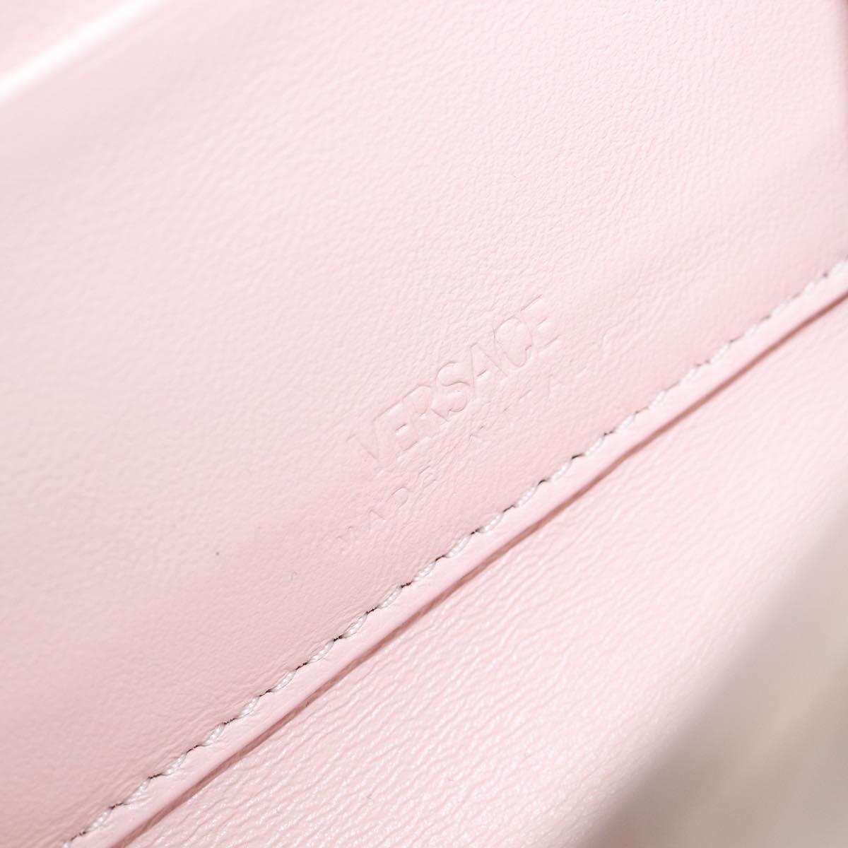 VERSACE Chain Shoulder Wallet Greca Goddess Leather Pink Gold Auth 200704V