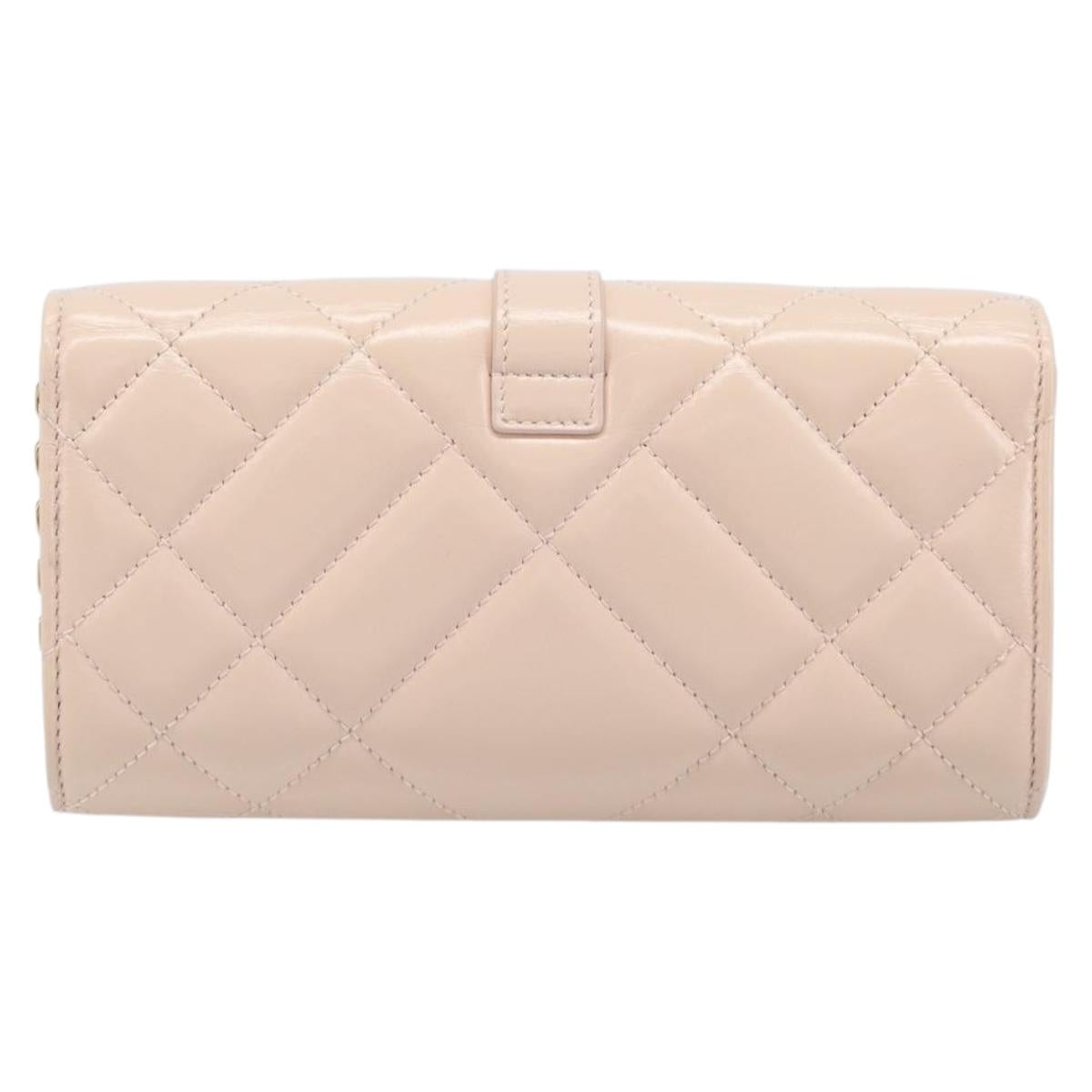 VERSACE Chain Shoulder Wallet Greca Goddess Leather Pink Gold Auth 200704V