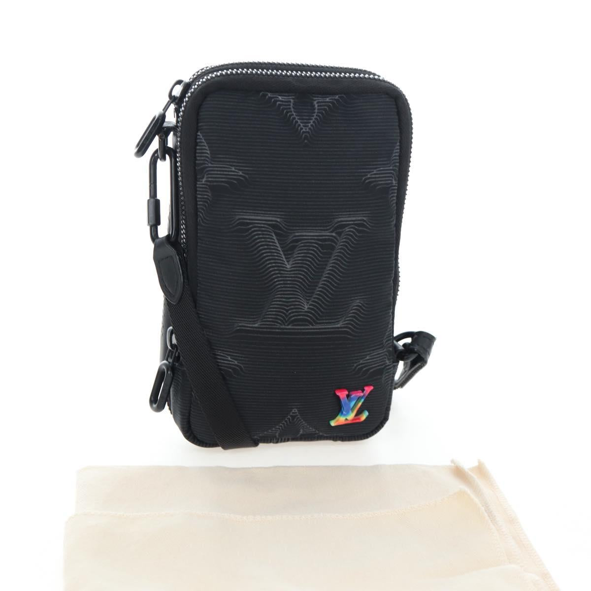 LOUIS VUITTON 3D monogram Double Phone Pouch Black M80141 LV Auth 200705M
