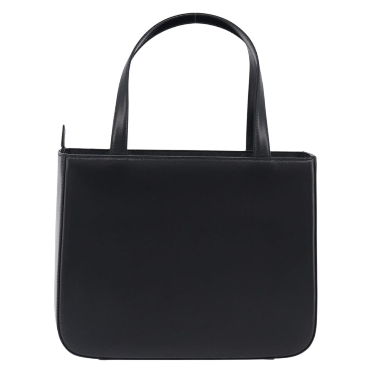 BURBERRY Nova Check Hand Bag Leather Black Silver Auth 200706V
