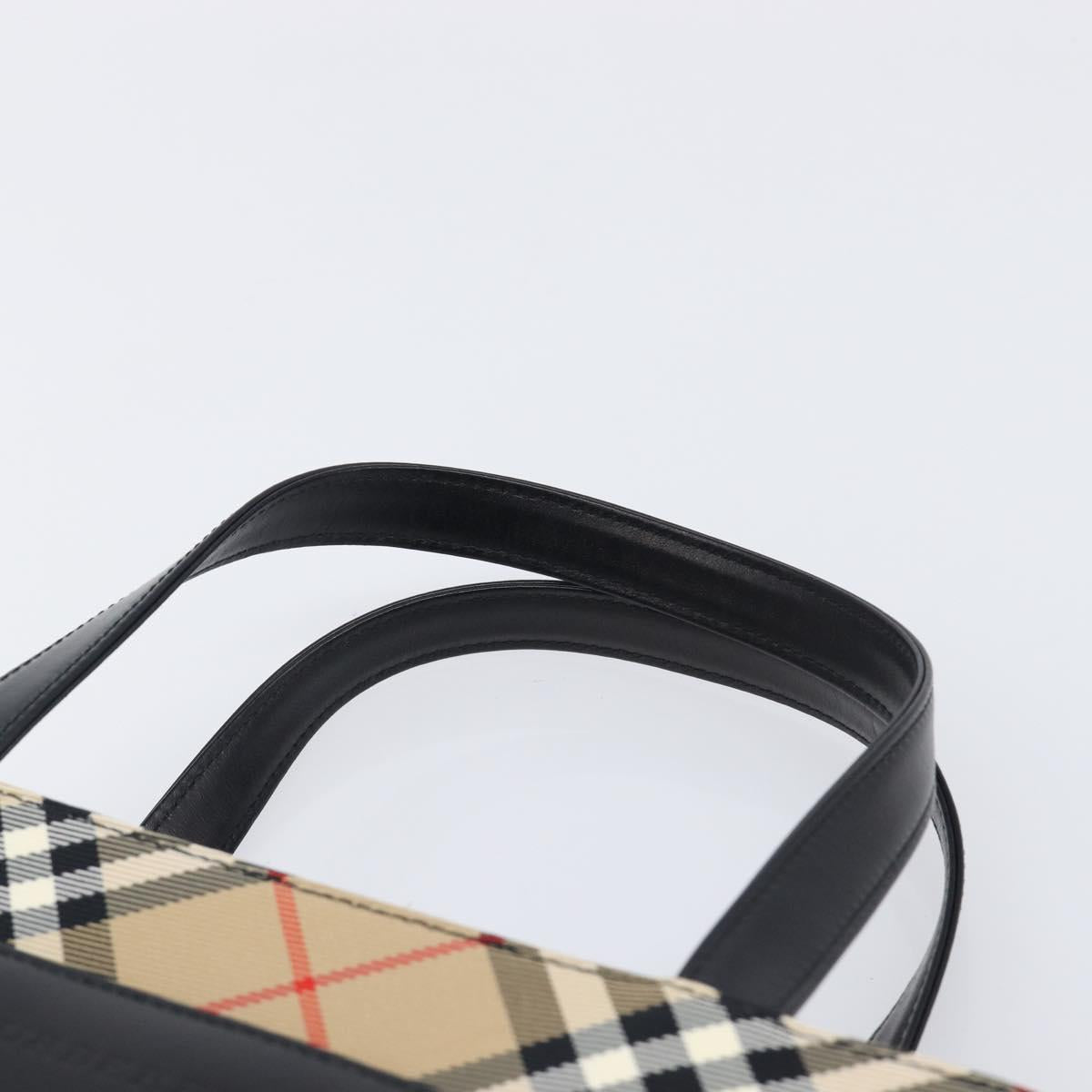 BURBERRY Nova Check Hand Bag Leather Black Silver Auth 200706V