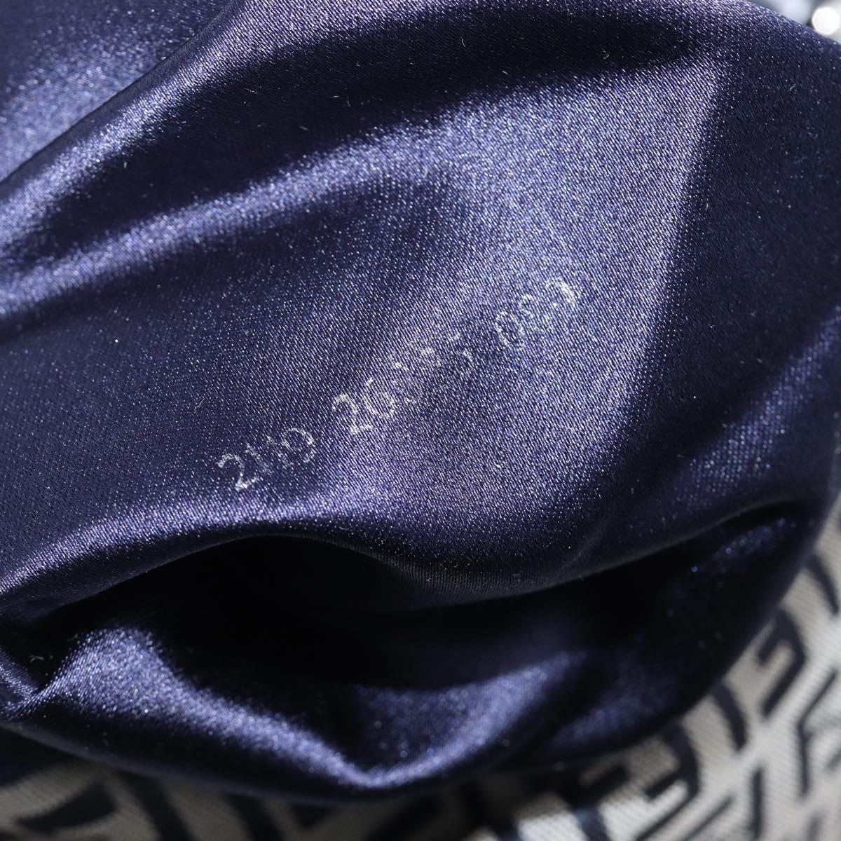 FENDI Zucchino Canvas Mamma Baguette Shoulder Bag Navy Silver Auth 200709V