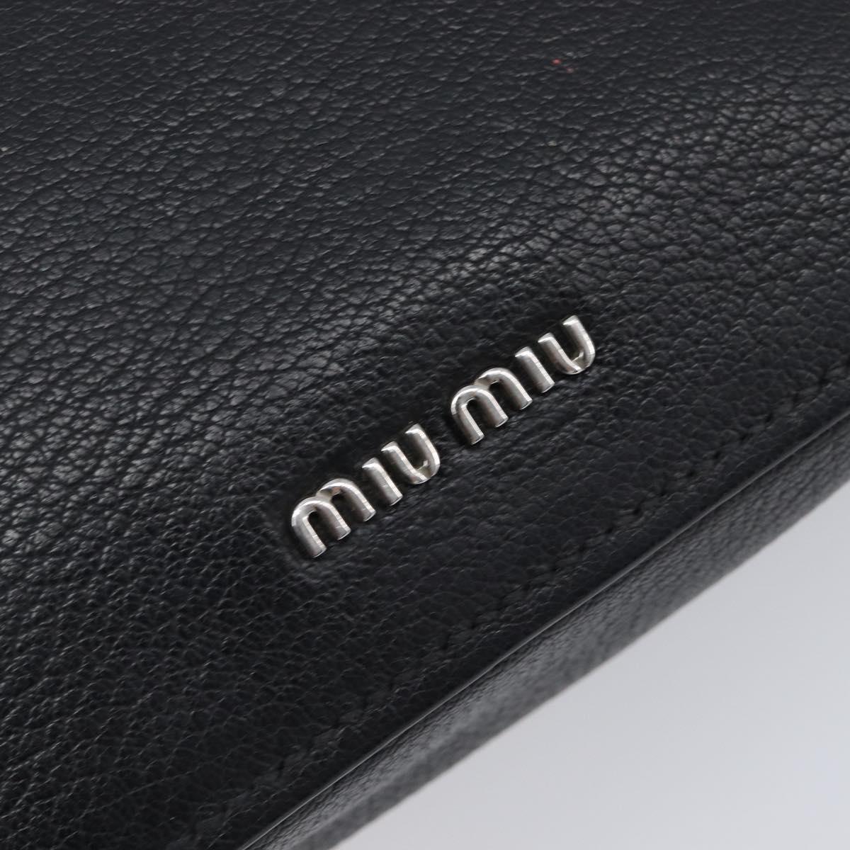 Miu Miu Shoulder Bag Leather Black Silver Auth 200710A