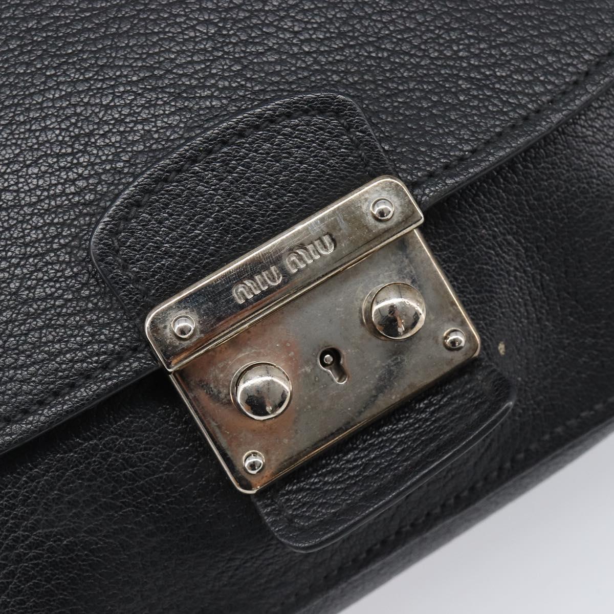 Miu Miu Shoulder Bag Leather Black Silver Auth 200710A