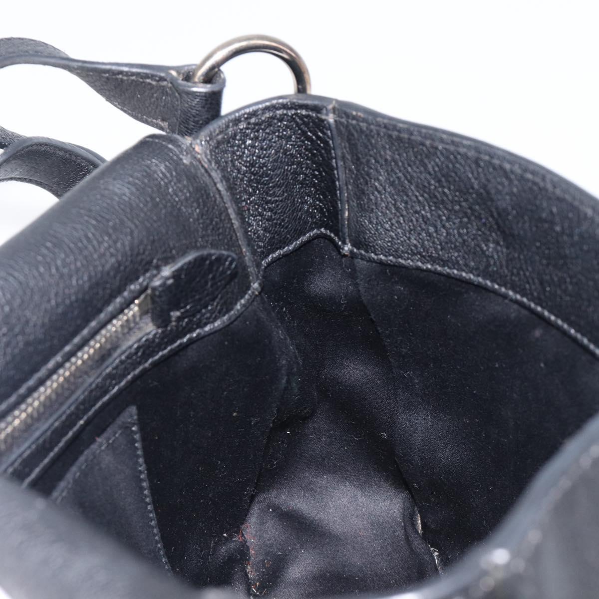 Miu Miu Shoulder Bag Leather Black Silver Auth 200710A