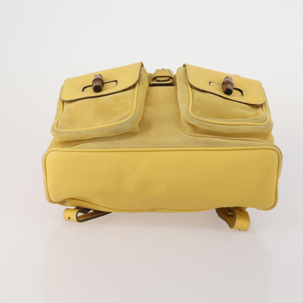 GUCCI Bamboo Backpack Suede Yellow Gold 003 58 0016 Auth 200716A