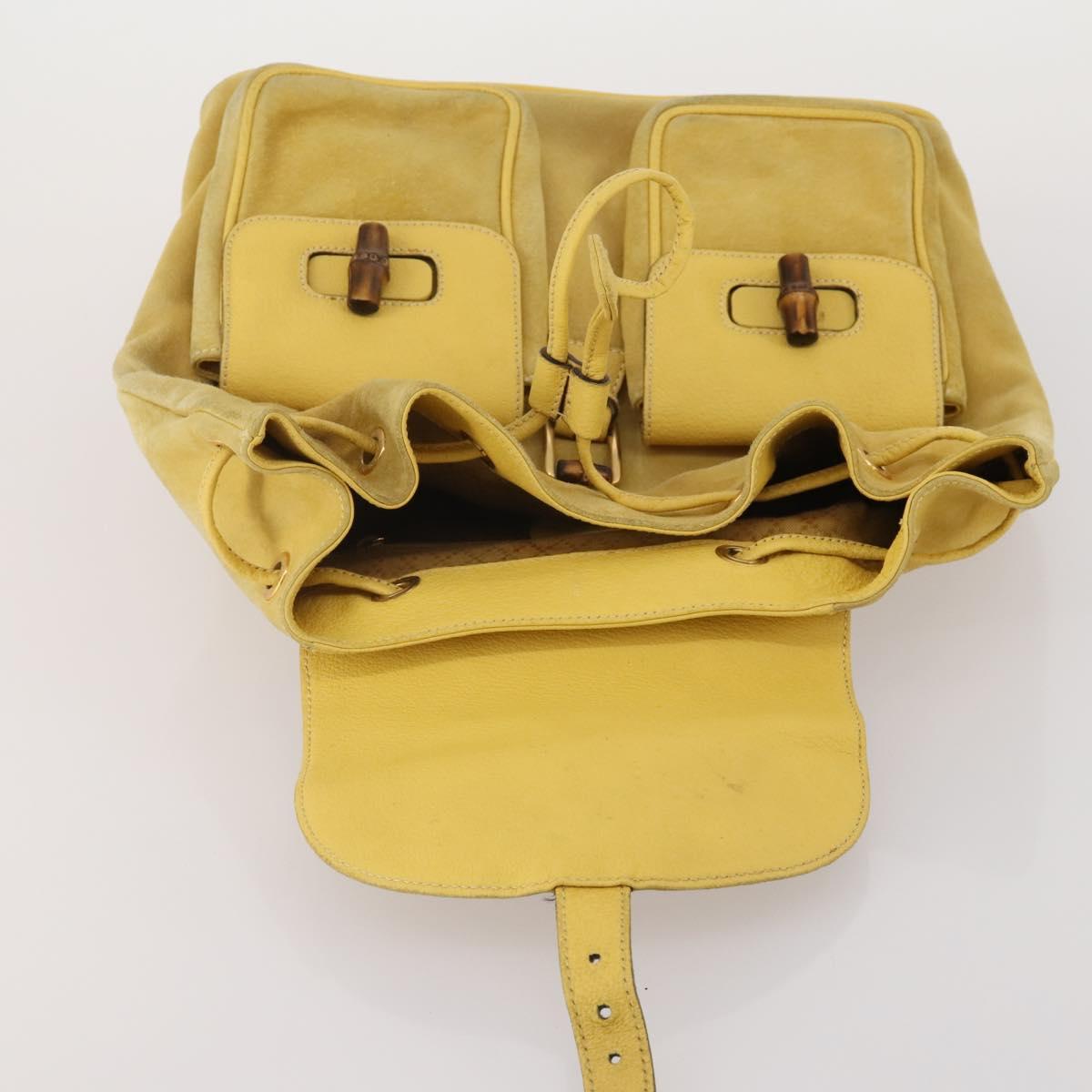 GUCCI Bamboo Backpack Suede Yellow Gold 003 58 0016 Auth 200716A