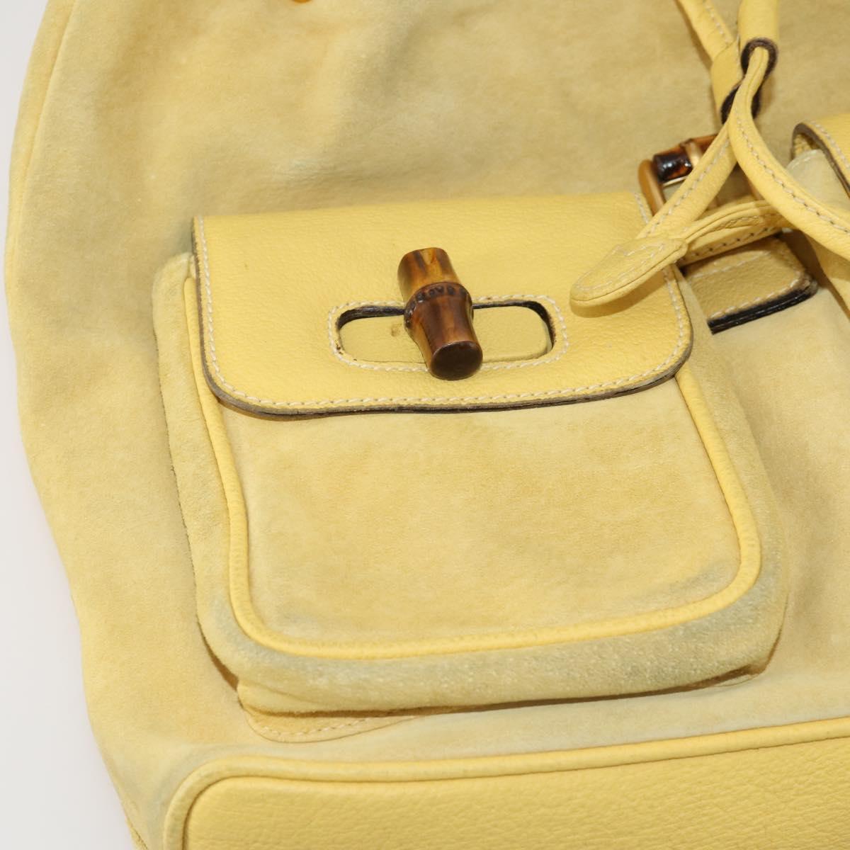 GUCCI Bamboo Backpack Suede Yellow Gold 003 58 0016 Auth 200716A