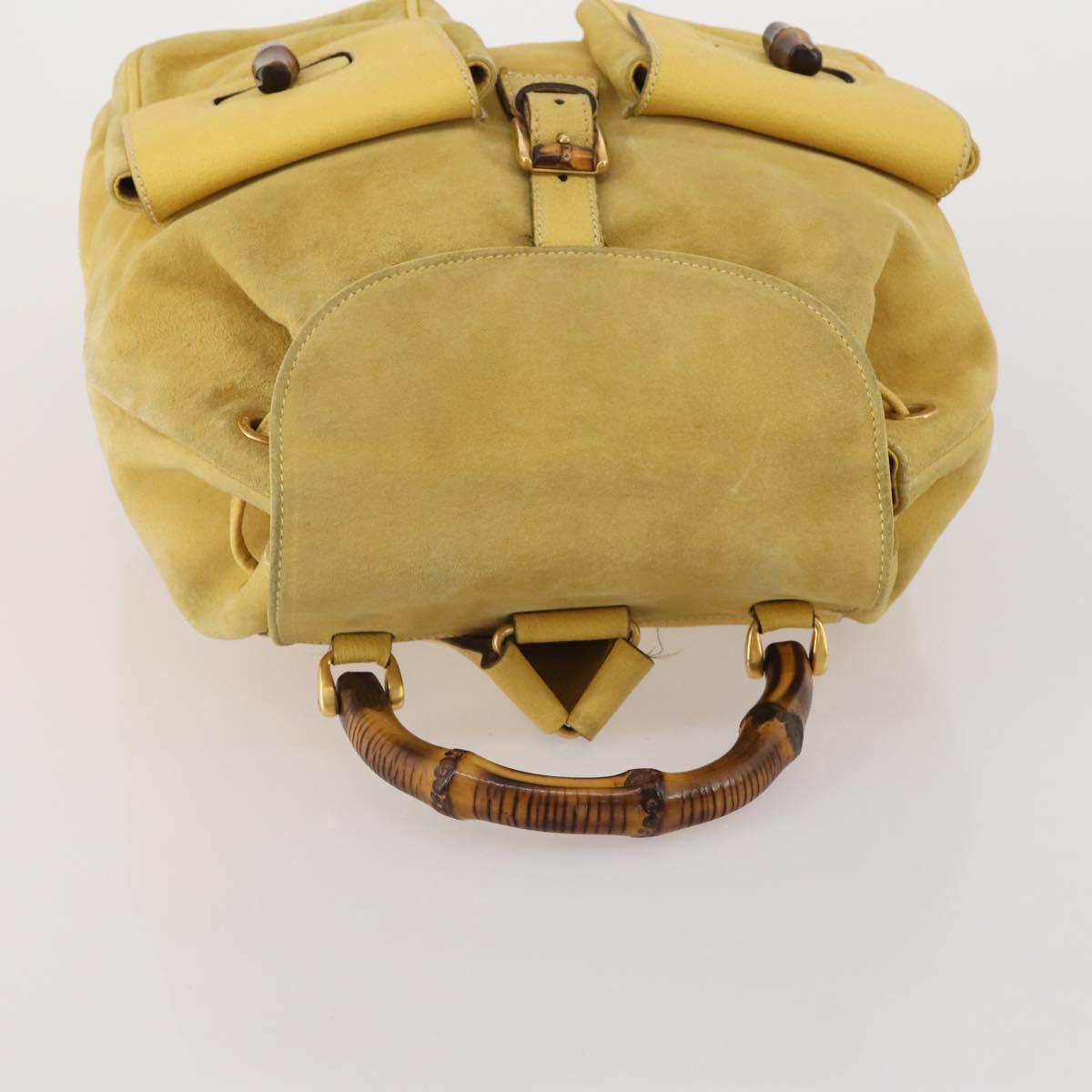 GUCCI Bamboo Backpack Suede Yellow Gold 003 58 0016 Auth 200716A