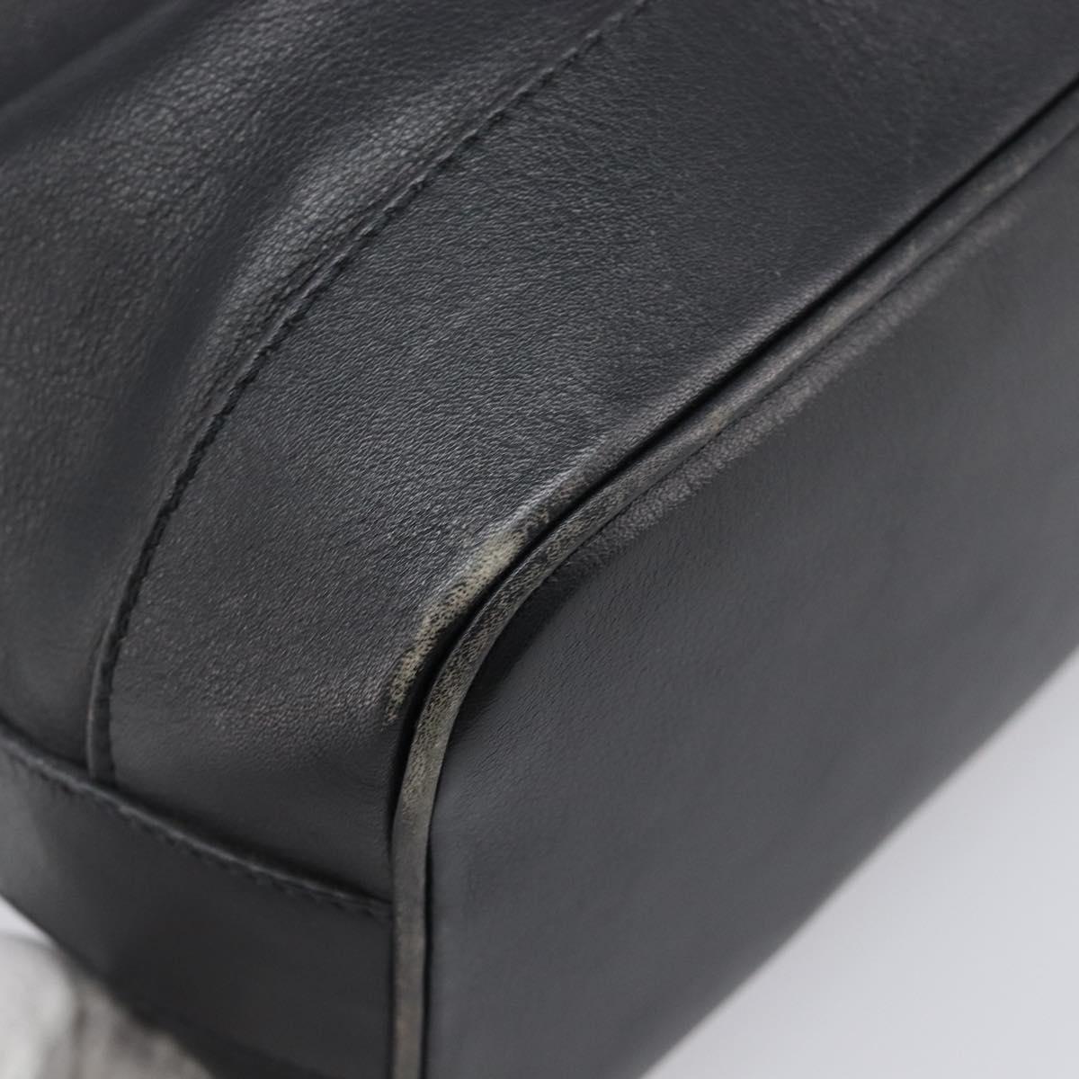CELINE Purse Shoulder Bag Leather Black Gold Auth 200718A