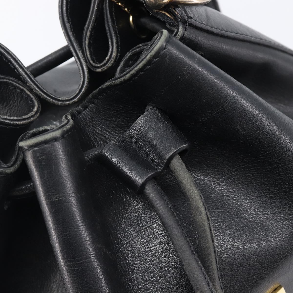 CELINE Purse Shoulder Bag Leather Black Gold Auth 200718A
