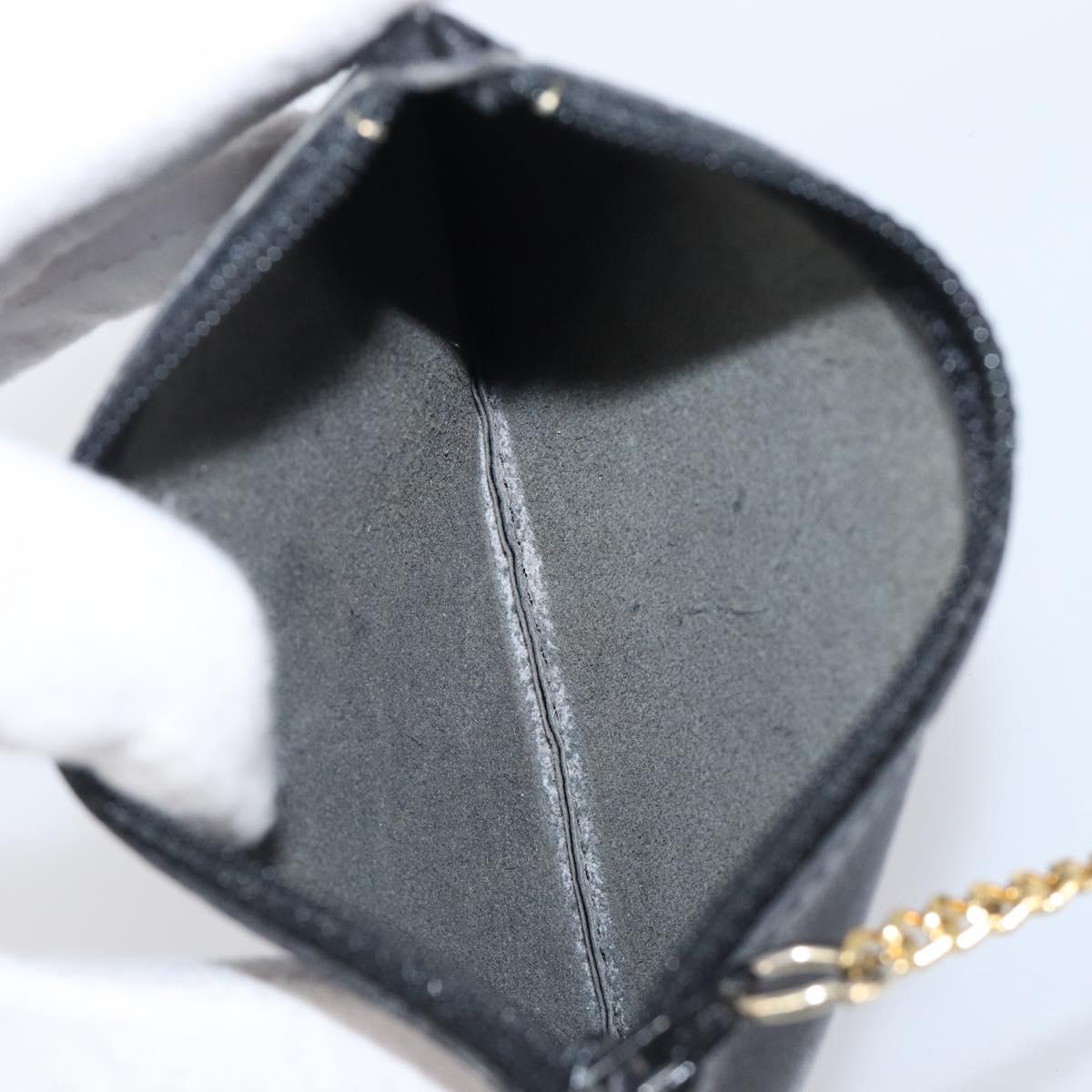 CELINE Purse Shoulder Bag Leather Black Gold Auth 200718A