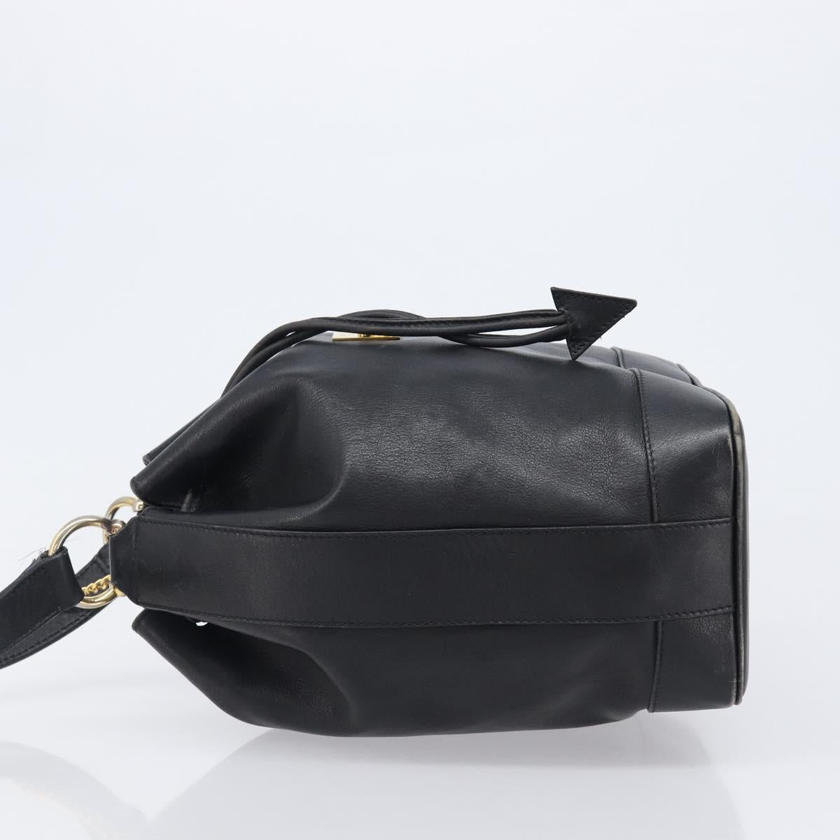 CELINE Purse Shoulder Bag Leather Black Gold Auth 200718A