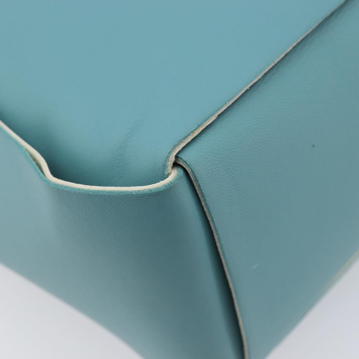 BOTTEGA VENETA MAXI INTRECCIATO Tote Bag Leather Turquoise Blue Auth 200719M
