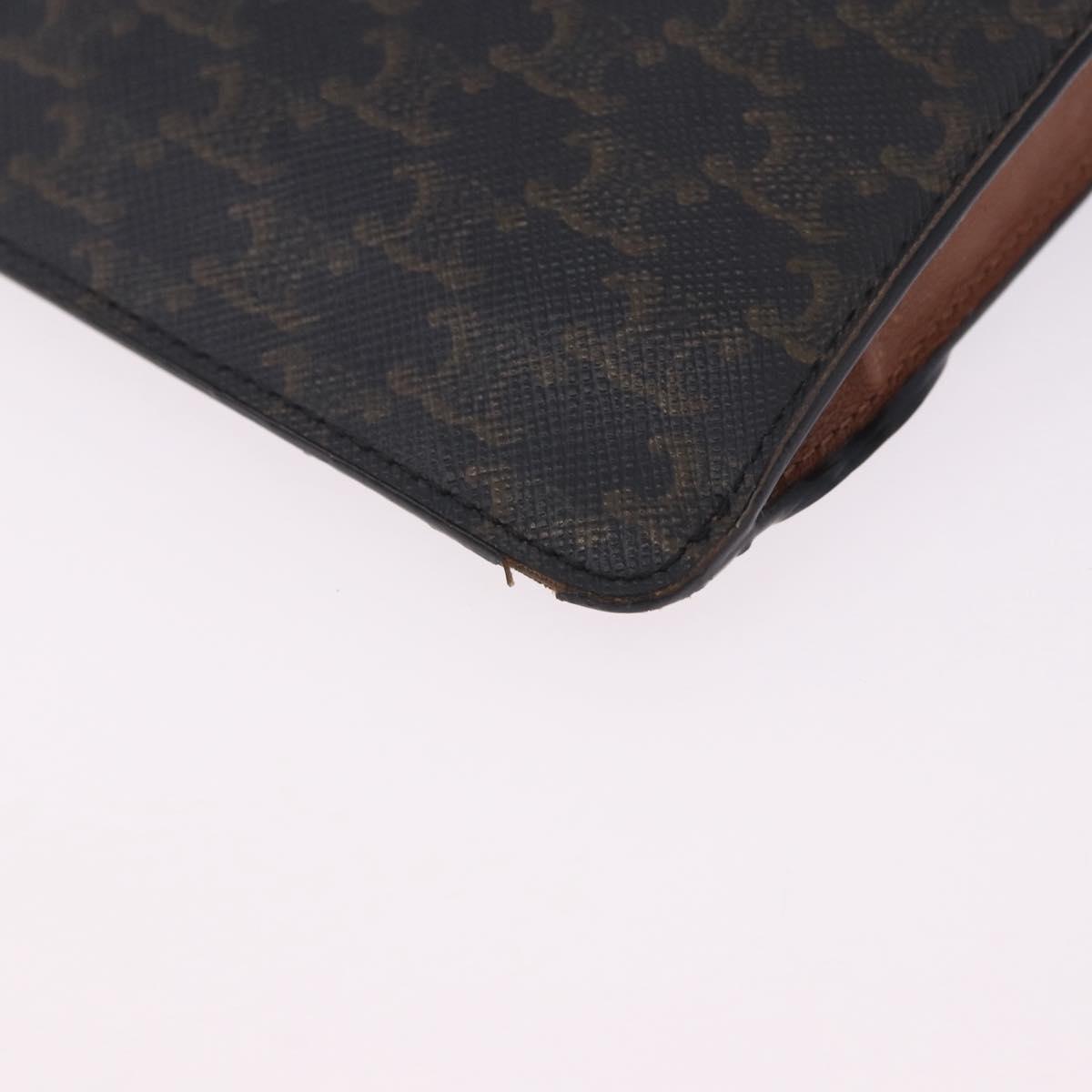 CELINE Triomphe Macadam Canvas Phone Pouch PVC Black Auth 200721