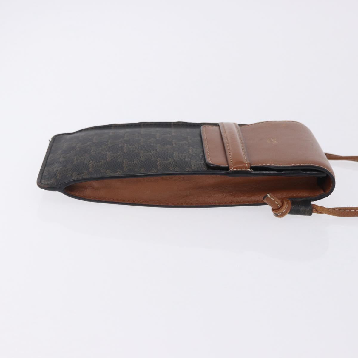 CELINE Triomphe Macadam Canvas Phone Pouch PVC Black Auth 200721