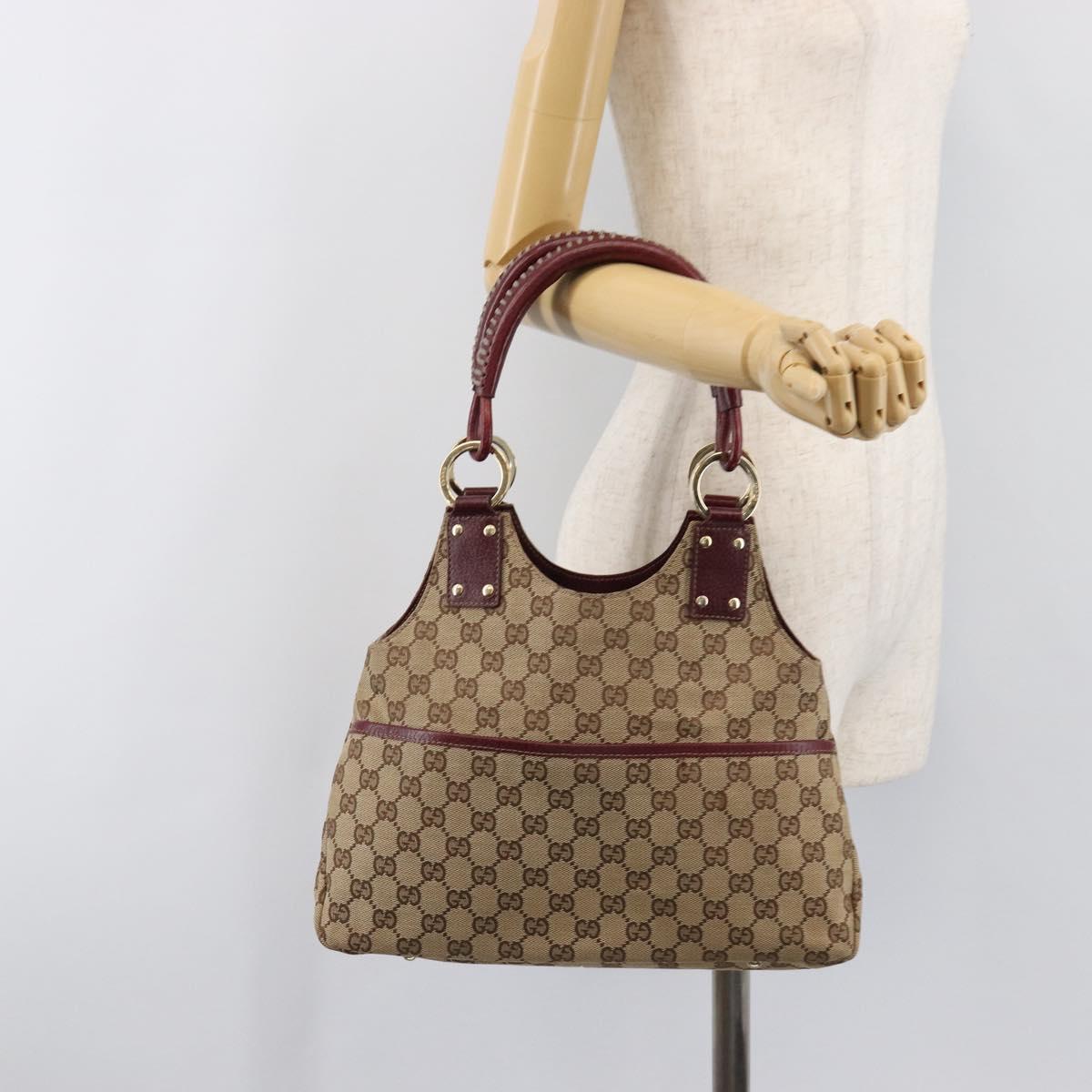 GUCCI GG Canvas Hand Bag Beige Gold 131329 Auth 200723A