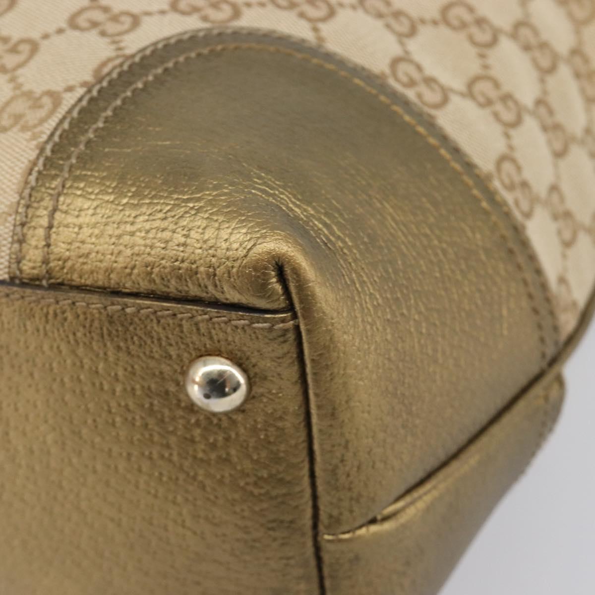 GUCCI GG Canvas Pretty Tote Bag Beige Gold 181779 Auth 200725A