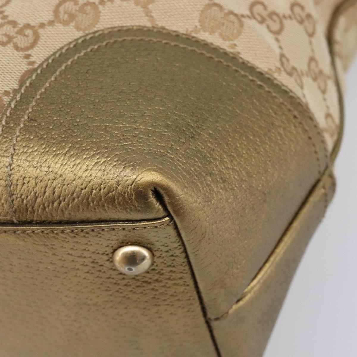 GUCCI GG Canvas Pretty Tote Bag Beige Gold 181779 Auth 200725A