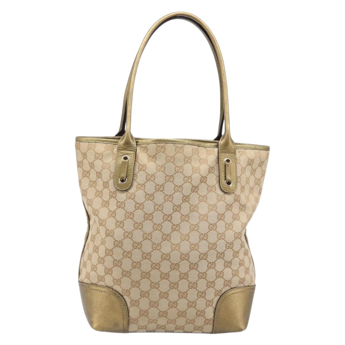 GUCCI GG Canvas Pretty Tote Bag Beige Gold 181779 Auth 200725A
