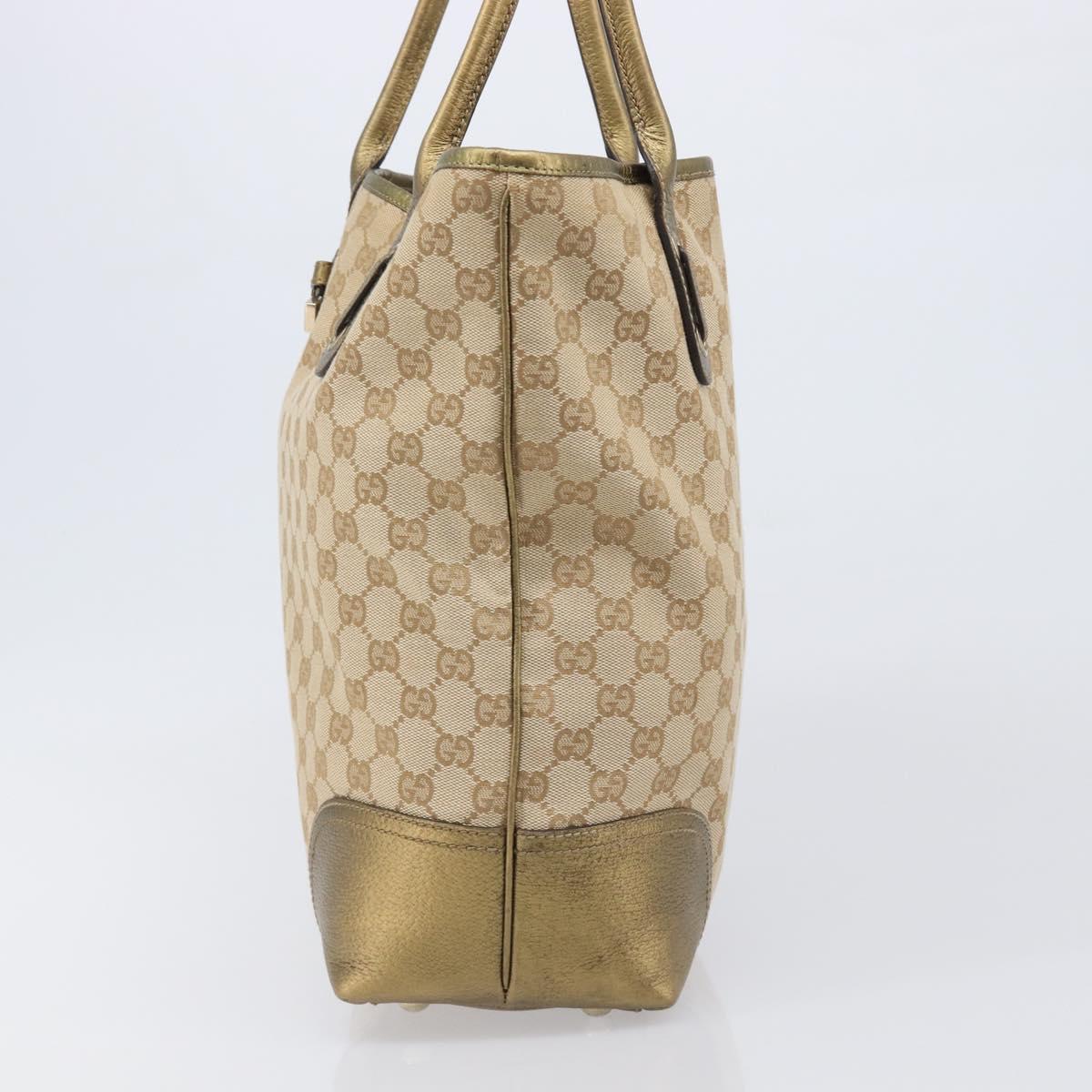 GUCCI GG Canvas Pretty Tote Bag Beige Gold 181779 Auth 200725A