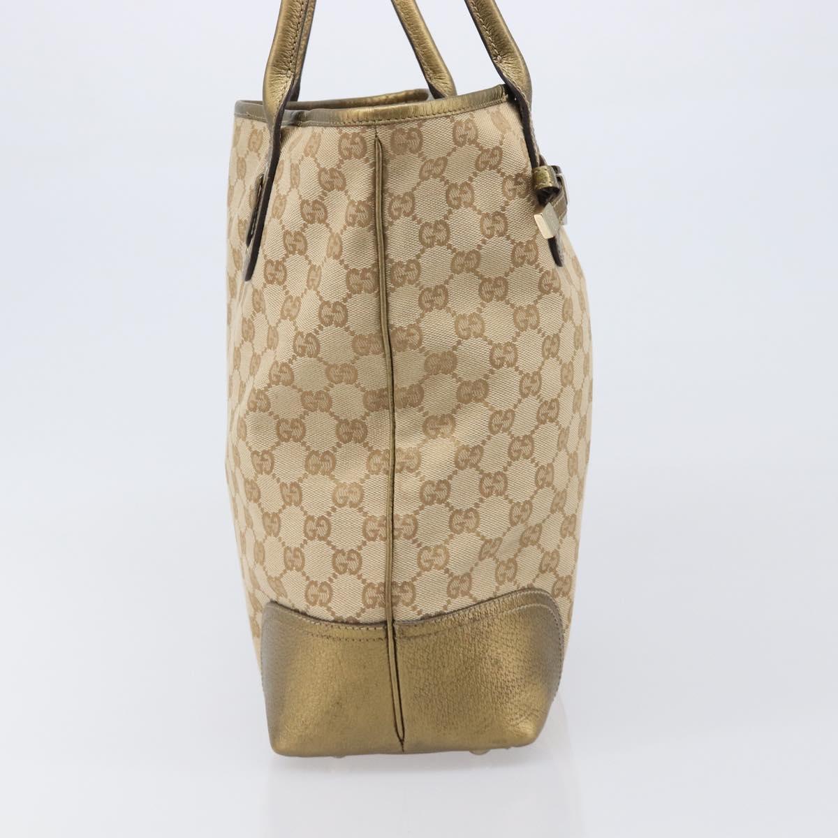 GUCCI GG Canvas Pretty Tote Bag Beige Gold 181779 Auth 200725A