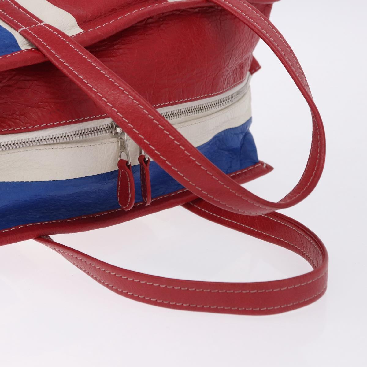 BALENCIAGA Bazaar Shopper Hand Bag Leather 2way Red Silver 443096 Auth 200727A
