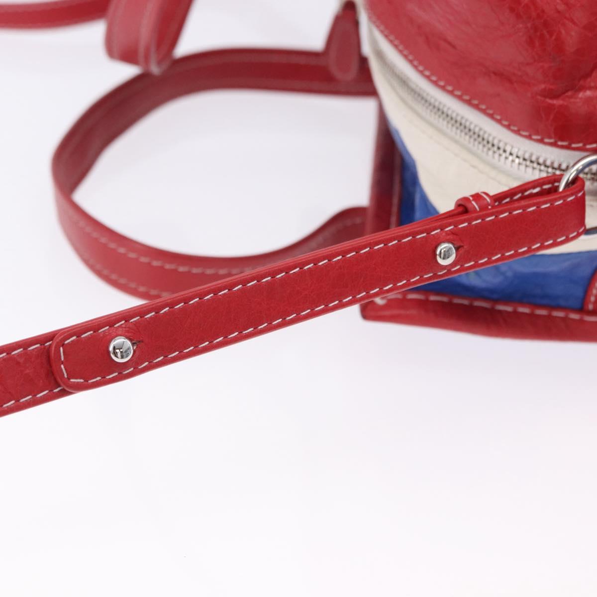 BALENCIAGA Bazaar Shopper Hand Bag Leather 2way Red Silver 443096 Auth 200727A
