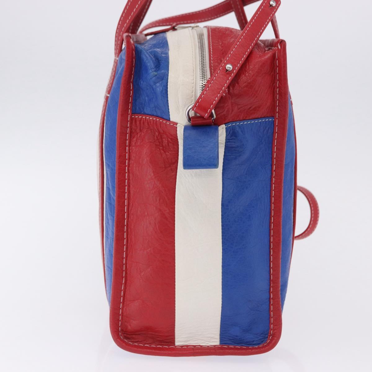 BALENCIAGA Bazaar Shopper Hand Bag Leather 2way Red Silver 443096 Auth 200727A