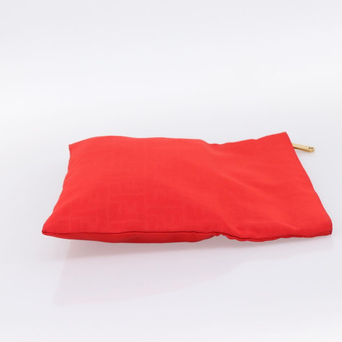 FENDI Zucca Canvas Clutch Bag Red Gold Auth 200728A